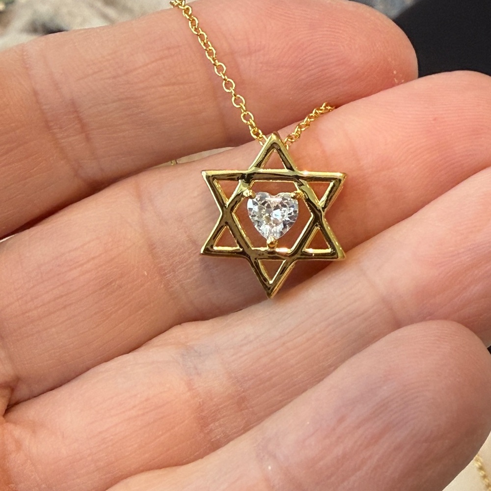 Gold Star of David Pendant Necklace